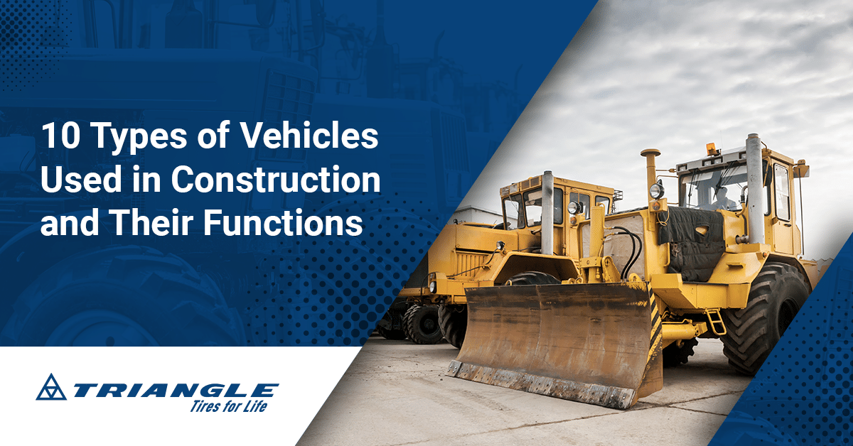 types of vehicles used in construction banner